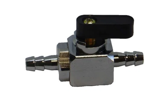 119-5570 – HELIX RACING Fuel Shut Off Valve, In-Line Fuel Valve 2 Port 1/4 Inch Barb Chrome Plated Brass Single With ...